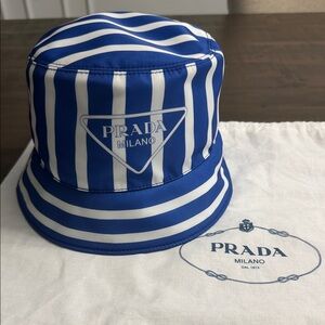 Prada Striped Blue and White Hat